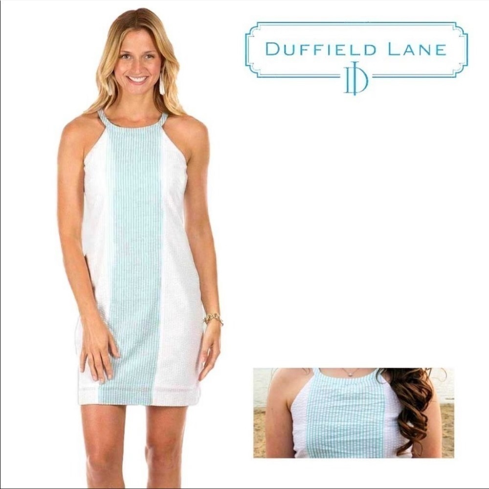NWT Duffield Lane The Rhodes Dress in‎ White Seersucker Size Large